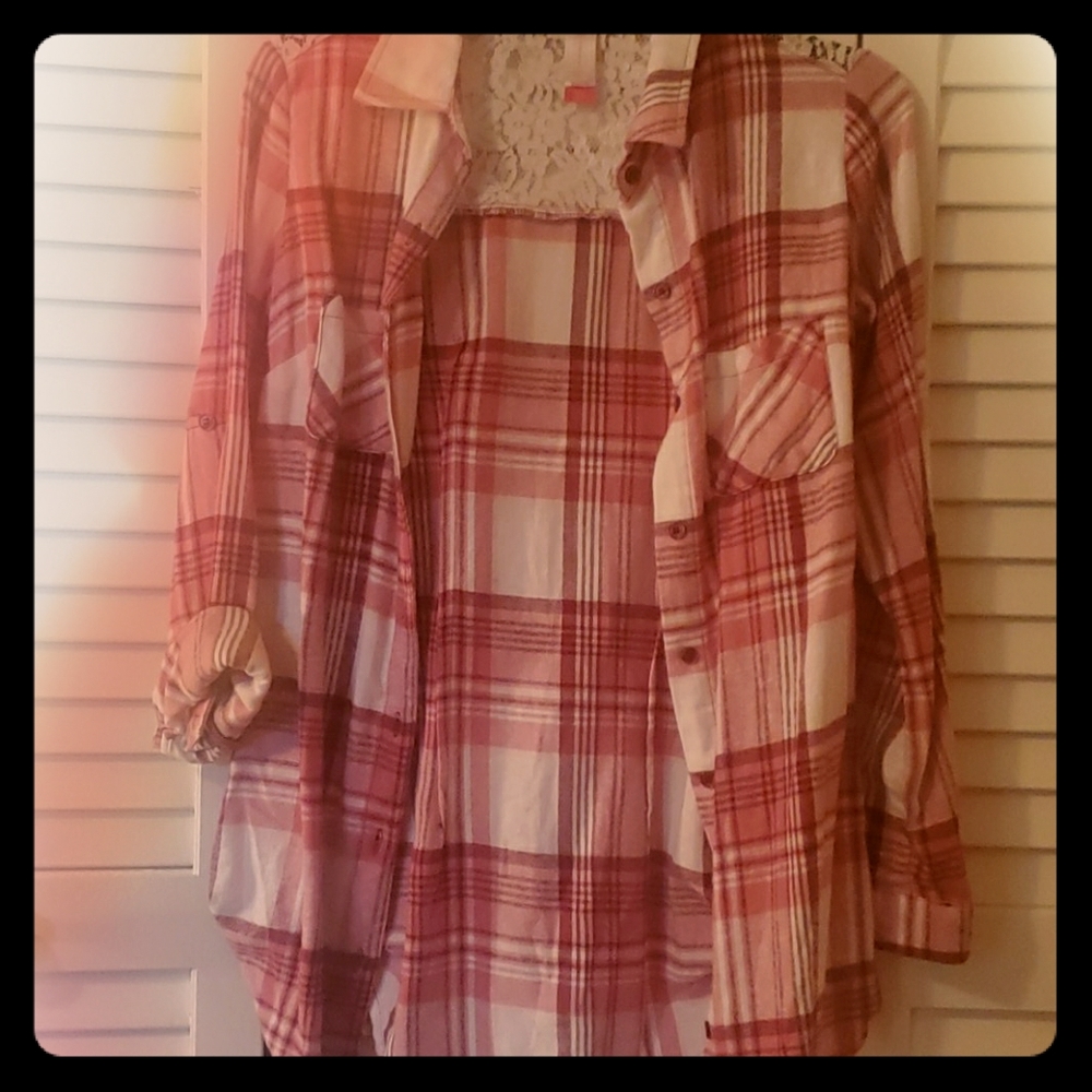 Pink & White Plaid shirt